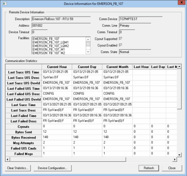 Device Information Dialog Box Device Information Dialog Box